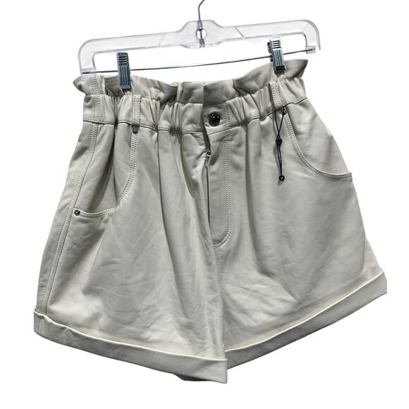 GRLFRND Leather Shorts SZ large white shorts NWOT‎ - Picture 2 of 6